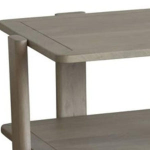 HomeRoots 45" Natural Solid Wood Distressed Coffee Table with Two-Tier Shelf for Rustic Living Room Charm 653945