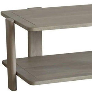 HomeRoots 45" Natural Solid Wood Distressed Coffee Table with Two-Tier Shelf for Rustic Living Room Charm 653945
