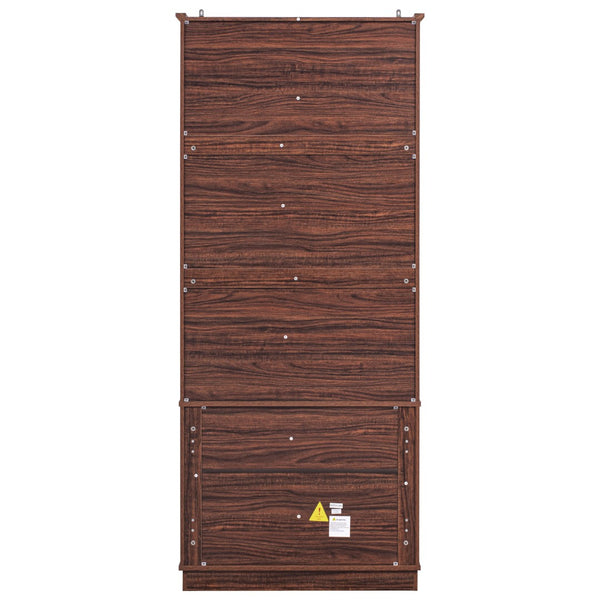 HomeRoots 71" Rustic Brown Wood Storage Closet with Adjustable Shelves, Pull-Out Drawers & Farmhouse Charm 653949