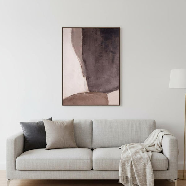 HomeRoots Resonance Hand-Painted Canvas Art in Brown Floater Frame - Vibrant Modern Wall Decor for Any Room 653955