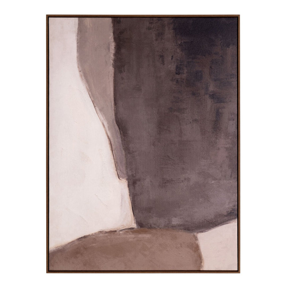 HomeRoots Resonance Hand-Painted Canvas Art in Brown Floater Frame - Vibrant Modern Wall Decor for Any Room 653955