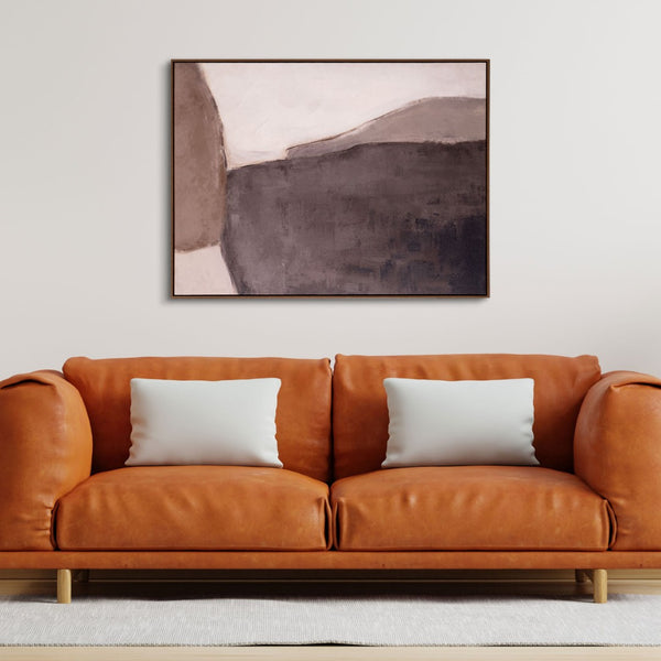 HomeRoots Resonance Hand-Painted Canvas Art in Brown Floater Frame - Vibrant Modern Wall Decor for Any Room 653955
