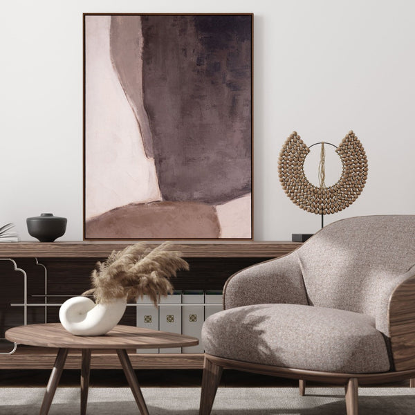 HomeRoots Resonance Hand-Painted Canvas Art in Brown Floater Frame - Vibrant Modern Wall Decor for Any Room 653955