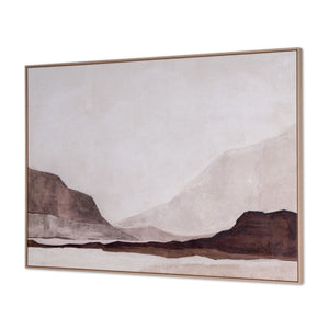 HomeRoots Baffin Hand-Painted Canvas Art in Brown Floater Frame - Contemporary Wall Decor for Any Space 653956