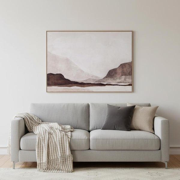 HomeRoots Baffin Hand-Painted Canvas Art in Brown Floater Frame - Contemporary Wall Decor for Any Space 653956