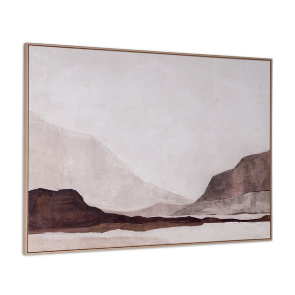 HomeRoots Baffin Hand-Painted Canvas Art in Brown Floater Frame - Contemporary Wall Decor for Any Space 653956