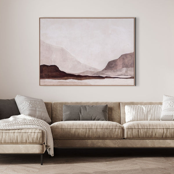 HomeRoots Baffin Hand-Painted Canvas Art in Brown Floater Frame - Contemporary Wall Decor for Any Space 653956