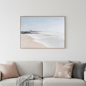 HomeRoots Oceana Bay Hand-Painted Canvas in Brown Floater Frame – Coastal Wall Art for Modern Spaces 653960