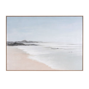 HomeRoots Oceana Bay Hand-Painted Canvas in Brown Floater Frame – Coastal Wall Art for Modern Spaces 653960