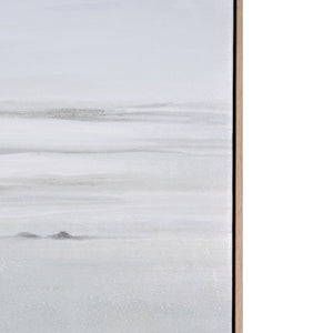 HomeRoots Oceana Bay Hand-Painted Canvas in Brown Floater Frame – Coastal Wall Art for Modern Spaces 653960