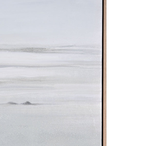 HomeRoots Oceana Bay Hand-Painted Canvas in Brown Floater Frame – Coastal Wall Art for Modern Spaces 653960