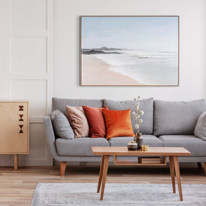 HomeRoots Oceana Bay Hand-Painted Canvas in Brown Floater Frame – Coastal Wall Art for Modern Spaces 653960