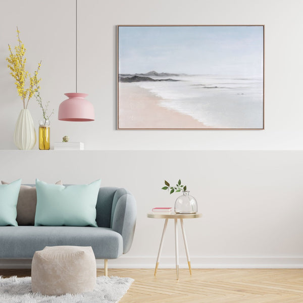 HomeRoots Oceana Bay Hand-Painted Canvas in Brown Floater Frame – Coastal Wall Art for Modern Spaces 653960