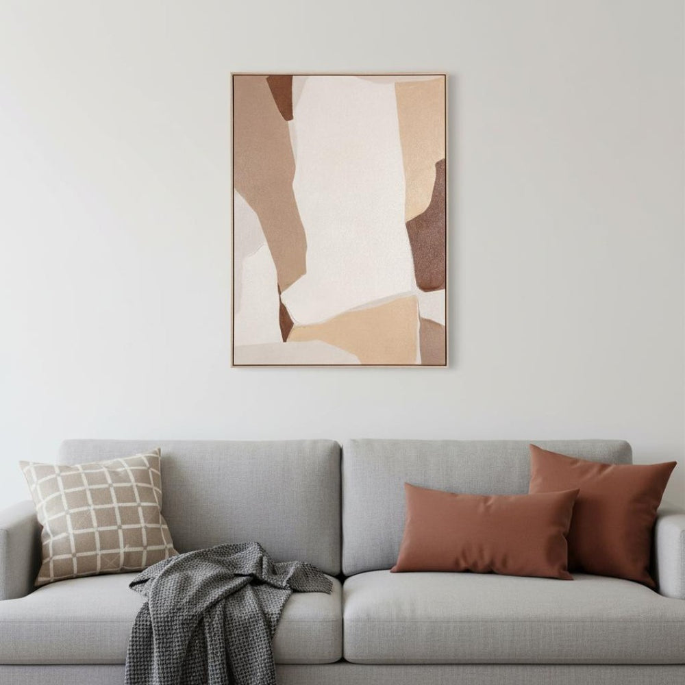 HomeRoots Gavotte I Hand-Painted Canvas Wall Art in Brown Floater Frame – Modern Home Décor Focal Point 653963