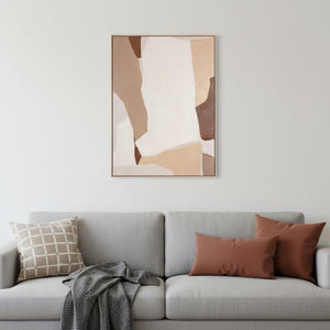 HomeRoots Gavotte I Hand-Painted Canvas Wall Art in Brown Floater Frame – Modern Home Décor Focal Point 653963