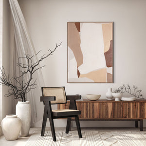 HomeRoots Gavotte I Hand-Painted Canvas Wall Art in Brown Floater Frame – Modern Home Décor Focal Point 653963