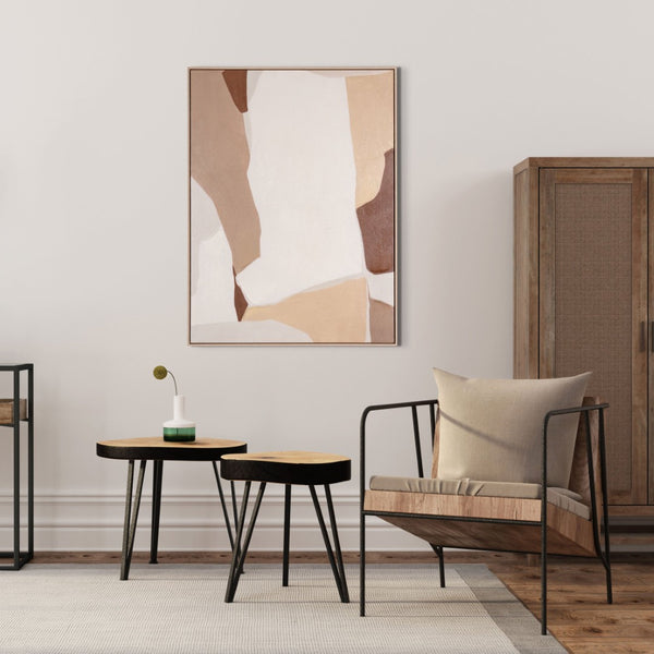 HomeRoots Gavotte I Hand-Painted Canvas Wall Art in Brown Floater Frame – Modern Home Décor Focal Point 653963