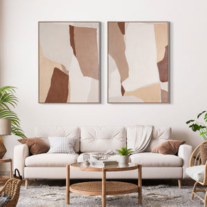 HomeRoots Gavotte I Hand-Painted Canvas Wall Art in Brown Floater Frame – Modern Home Décor Focal Point 653963
