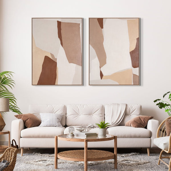 HomeRoots Gavotte I Hand-Painted Canvas Wall Art in Brown Floater Frame – Modern Home Décor Focal Point 653963