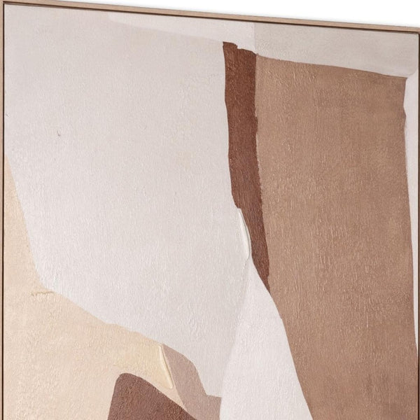 HomeRoots Gavotte II Hand-Painted Wall Art in Brown Floater Frame - Unique Canvas for Modern Home Decor 653964