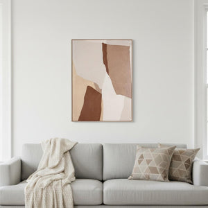 HomeRoots Gavotte II Hand-Painted Wall Art in Brown Floater Frame - Unique Canvas for Modern Home Decor 653964