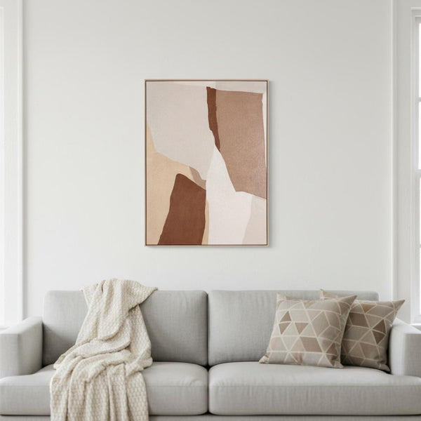 HomeRoots Gavotte II Hand-Painted Wall Art in Brown Floater Frame - Unique Canvas for Modern Home Decor 653964