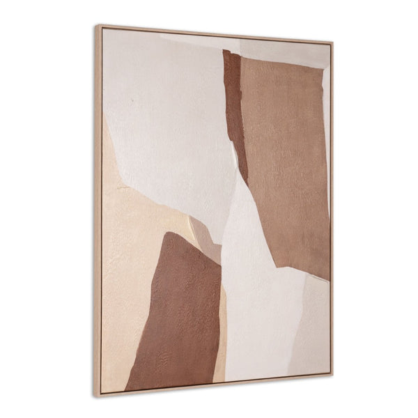 HomeRoots Gavotte II Hand-Painted Wall Art in Brown Floater Frame - Unique Canvas for Modern Home Decor 653964