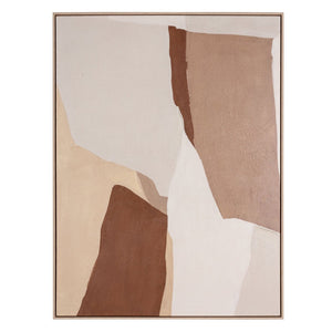 HomeRoots Gavotte II Hand-Painted Wall Art in Brown Floater Frame - Unique Canvas for Modern Home Decor 653964