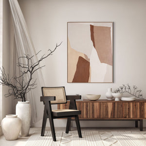 HomeRoots Gavotte II Hand-Painted Wall Art in Brown Floater Frame - Unique Canvas for Modern Home Decor 653964