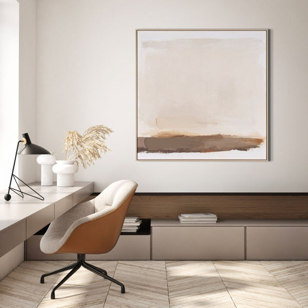 HomeRoots Adagio Hand-Painted Wall Art in Brown Floater Frame – Unique Artisan Craftsmanship for Elegant Spaces 653966