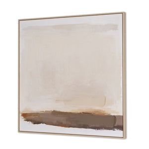 HomeRoots Adagio Hand-Painted Wall Art in Brown Floater Frame – Unique Artisan Craftsmanship for Elegant Spaces 653966