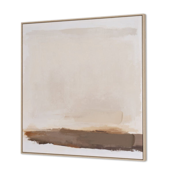 HomeRoots Adagio Hand-Painted Wall Art in Brown Floater Frame – Unique Artisan Craftsmanship for Elegant Spaces 653966