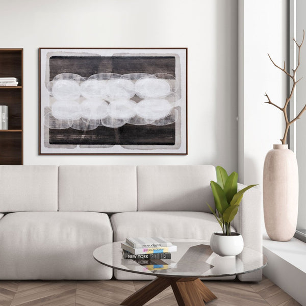 HomeRoots Motif Hand-Painted Canvas Wall Art in Brown Floater Frame - Unique Gallery-Style Décor Piece 653967