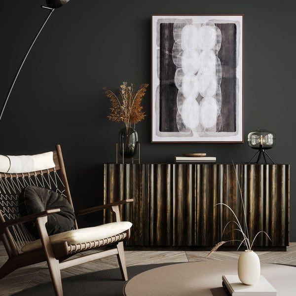 HomeRoots Motif Hand-Painted Canvas Wall Art in Brown Floater Frame - Unique Gallery-Style Décor Piece 653967