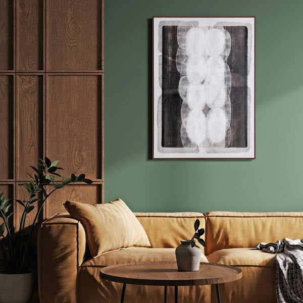 HomeRoots Motif Hand-Painted Canvas Wall Art in Brown Floater Frame - Unique Gallery-Style Décor Piece 653967