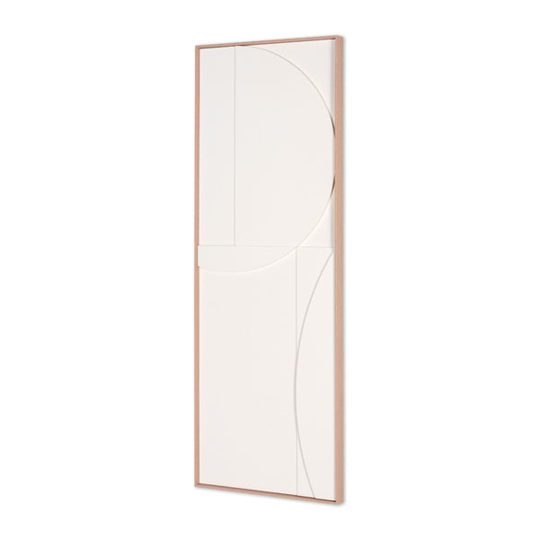 HomeRoots White Minimalist Geometric Shadowbox Wall Art - Hand-Painted Canvas Decor for Modern Interiors 653969