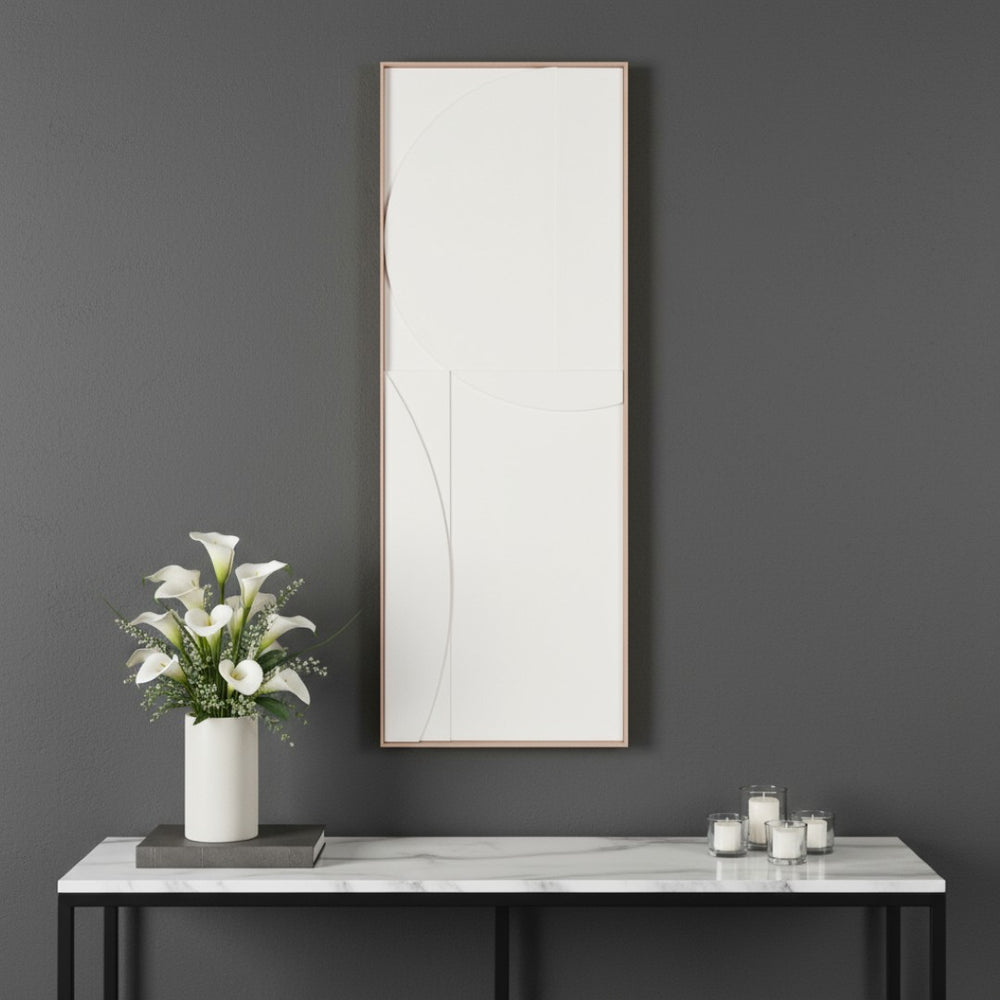 HomeRoots White Minimalist Geometric Shadowbox Wall Art - Hand-Painted Canvas Decor for Modern Interiors 653969