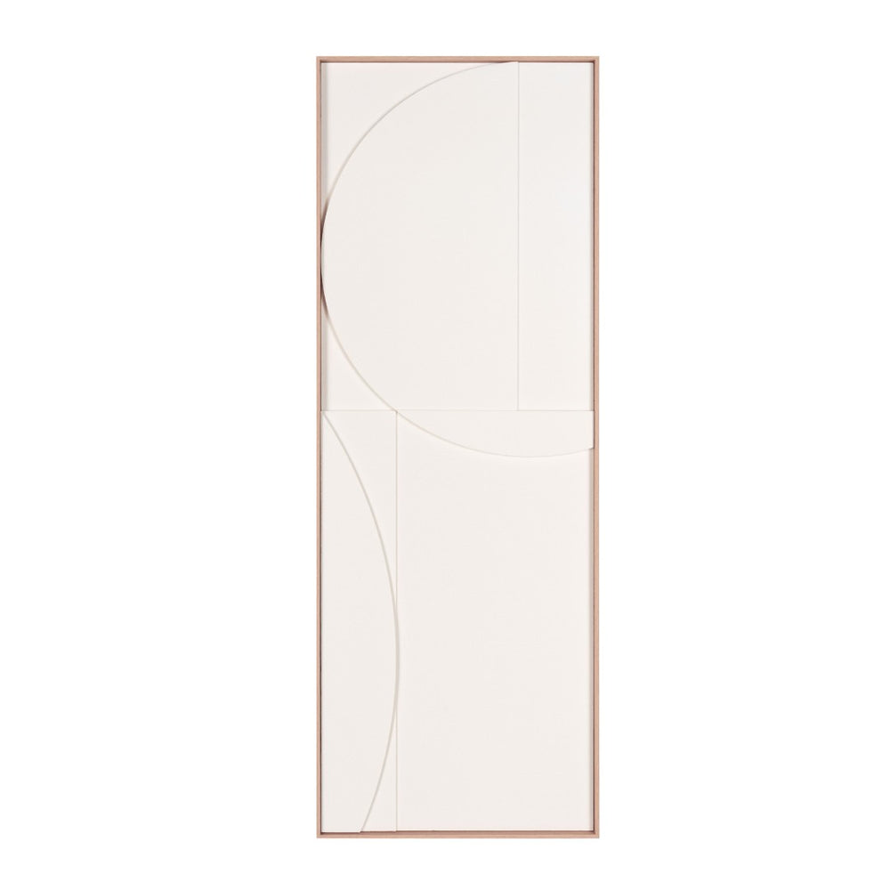 HomeRoots White Minimalist Geometric Shadowbox Wall Art - Hand-Painted Canvas Decor for Modern Interiors 653969