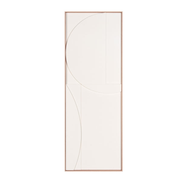 HomeRoots White Minimalist Geometric Shadowbox Wall Art - Hand-Painted Canvas Decor for Modern Interiors 653969