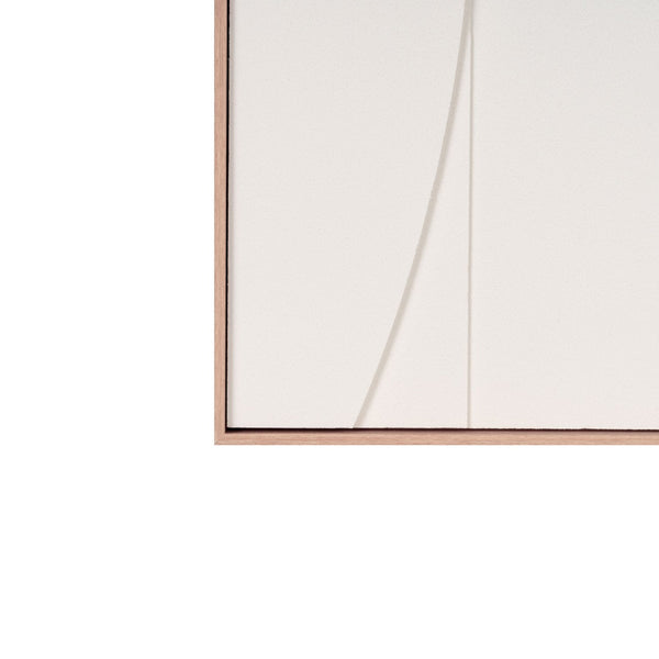 HomeRoots White Minimalist Geometric Shadowbox Wall Art - Hand-Painted Canvas Decor for Modern Interiors 653969