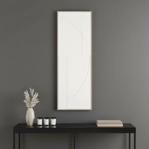 HomeRoots White Geometric Shadowbox Wall Art - Handcrafted Canvas in Elegant Brown Frame for Modern Spaces 653970