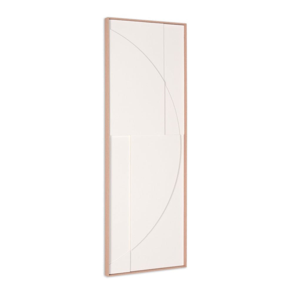 HomeRoots White Geometric Shadowbox Wall Art - Handcrafted Canvas in Elegant Brown Frame for Modern Spaces 653970