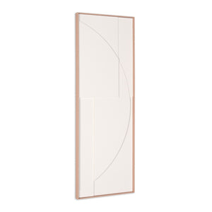 HomeRoots White Geometric Shadowbox Wall Art - Handcrafted Canvas in Elegant Brown Frame for Modern Spaces 653970