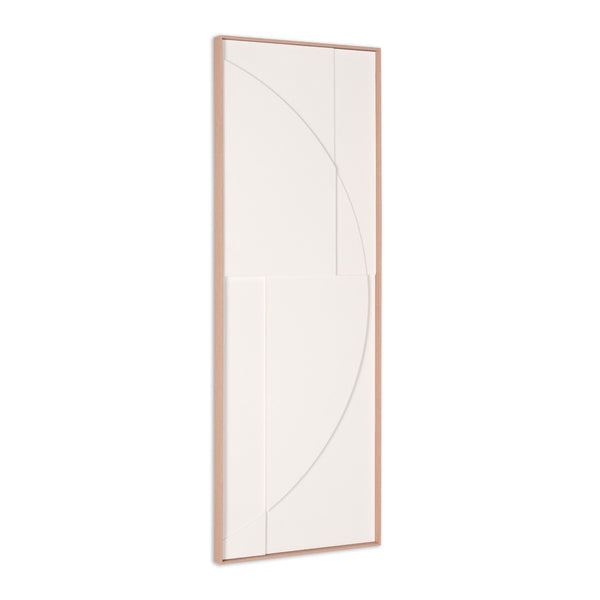 HomeRoots White Geometric Shadowbox Wall Art - Handcrafted Canvas in Elegant Brown Frame for Modern Spaces 653970