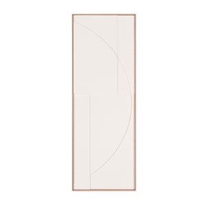 HomeRoots White Geometric Shadowbox Wall Art - Handcrafted Canvas in Elegant Brown Frame for Modern Spaces 653970
