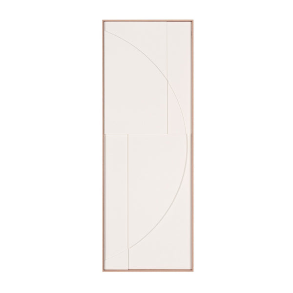 HomeRoots White Geometric Shadowbox Wall Art - Handcrafted Canvas in Elegant Brown Frame for Modern Spaces 653970