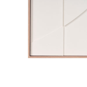 HomeRoots White Geometric Shadowbox Wall Art - Handcrafted Canvas in Elegant Brown Frame for Modern Spaces 653970