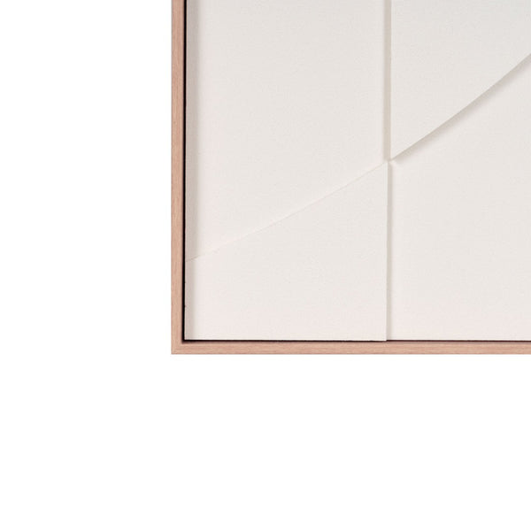 HomeRoots White Geometric Shadowbox Wall Art - Handcrafted Canvas in Elegant Brown Frame for Modern Spaces 653970