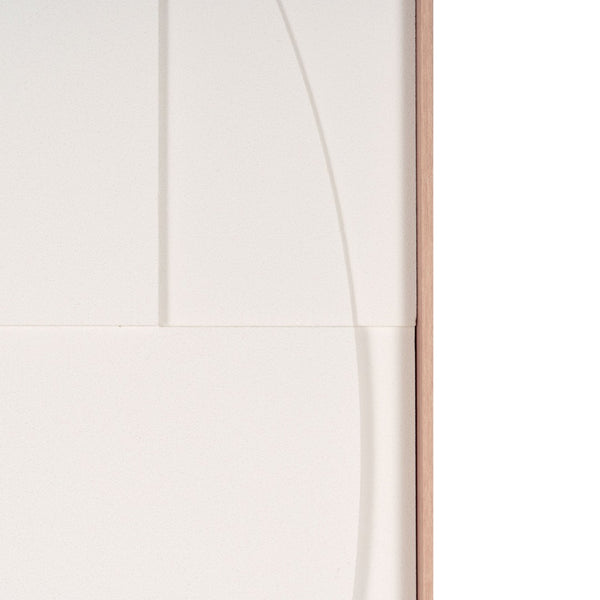 HomeRoots White Geometric Shadowbox Wall Art - Handcrafted Canvas in Elegant Brown Frame for Modern Spaces 653970