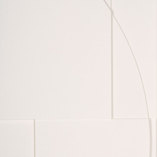 HomeRoots White Geometric Shadowbox Wall Art - Handcrafted Canvas in Elegant Brown Frame for Modern Spaces 653970